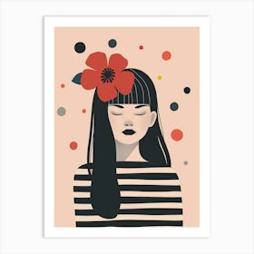 Asian Girl With Flower 1 Art Print