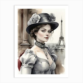 Victorian Woman In Paris art print Art Print
