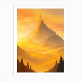 Misty Mountains Vertical Composition In Yellow Tone 37 Art Print