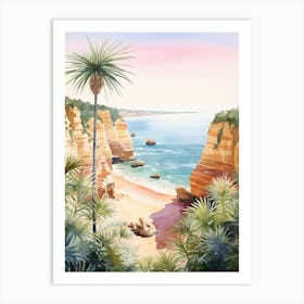 Watercolor Painting Of Praia Dona Ana, Lagos Portugal 2 Art Print