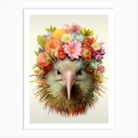 Bird With A Flower Crown Kiwi 3 Art Print