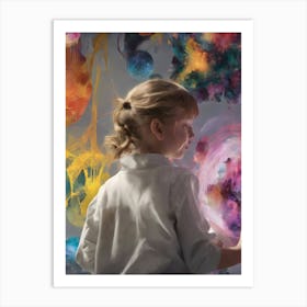 Girl Holding A Paintbrush Art Print