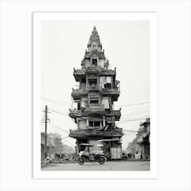 Phnom Penh, Cambodia, Black And White Old Photo 1 Art Print