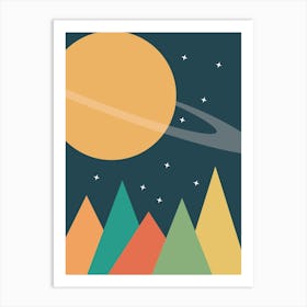 Space Mountains - Kids Space Art Print