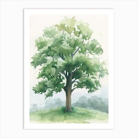 Chestnut Tree Atmospheric Watercolour Painting 2 Art Print
