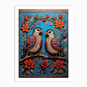 Default Traditional Madhubani Style Painting Of Two Birds On A 1 Art Print