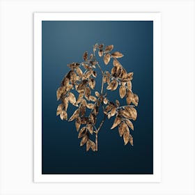 Gold Botanical Jujube on Dusk Blue Art Print