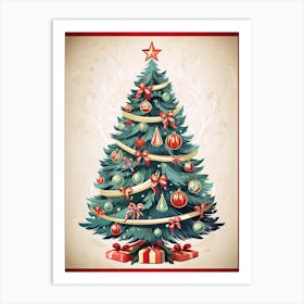 Christmas Tree, Vintage Postcard 1 Art Print