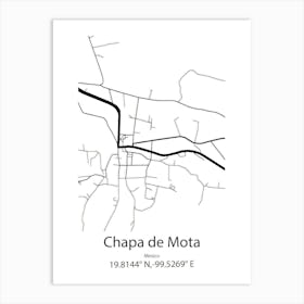 Chapa De Mota,Mexico Minimalist Map Art Print