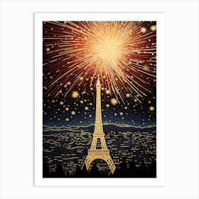 Fireworks In Paris Art Print