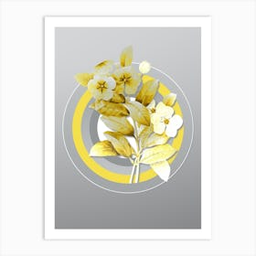 Botanical Periwinkle in Yellow and Gray Gradient n.434 Art Print