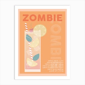 Orange Zombie Cocktail Art Print