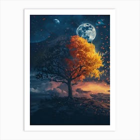 Tree In The Moonlight Art Print