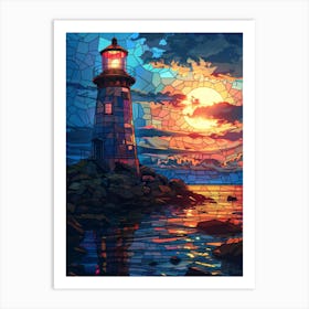 Lighthouse At Sunset 12 Art Print