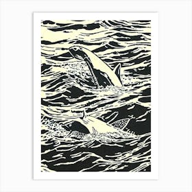 Hammerhead Shark Linocut Art Print