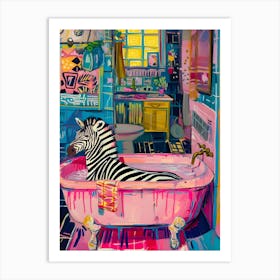 Zebra In A Bathtub Art Print