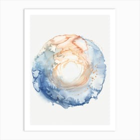 Blue And Orange Watercolor Painting Art Print