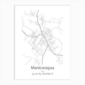 Manicaragua,Cuba Minimalist Map Art Print