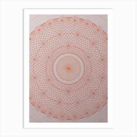 Geometric Abstract Glyph Circle Array in Tomato Red n.0111 Art Print