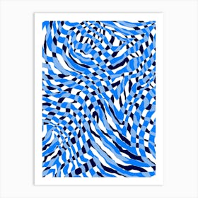 Op Art Checkerboard - Blue White Art Print