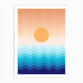 Waving Sun On The Midlle Of Ocean Art Print