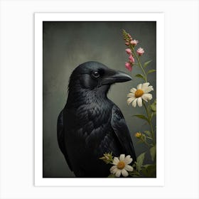 Crow with Flowers 5 Art Print