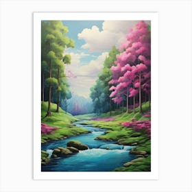 Pink Trees In The Forest Art Print