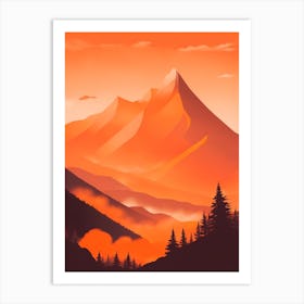 Misty Mountains Vertical Composition In Orange Tone 334 Art Print