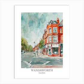 Wandsworth London Borough   Street Watercolour 2 Poster Art Print