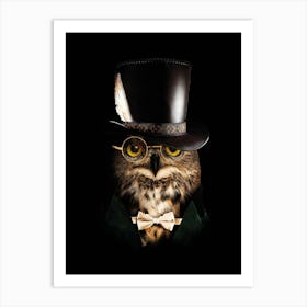 Owl In Top Hat Art Print