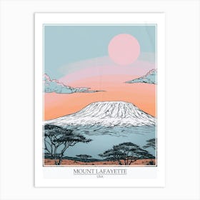 Mount Lafayette Usa Color Line Drawing 5 Poster Art Print