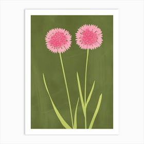 Pink & Green Cornflower 2 Art Print