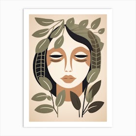 Woman With Leaves 7 Art Print