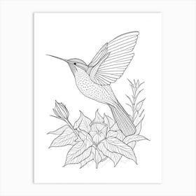 Allen S Hummingbird William Morris Line Drawing 1 Art Print