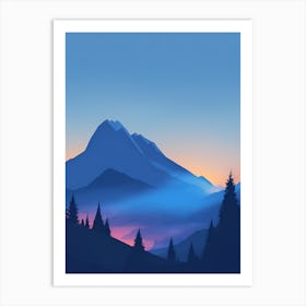 Misty Mountains Vertical Composition In Blue Tone 109 Art Print