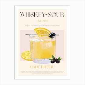 Whiskey Sour Cocktail Mid Century Art Print