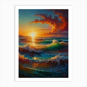 Sunset Over The Ocean 5 Art Print