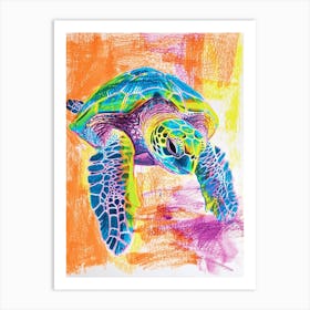 Rainbow Turtle Scribble Crayon Drawing 8 Art Print