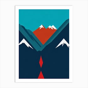 Alpe D'Huez, France Modern Illustration Skiing Poster Art Print