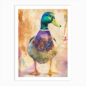 Mallard Duck Colourful Watercolour 2 Art Print