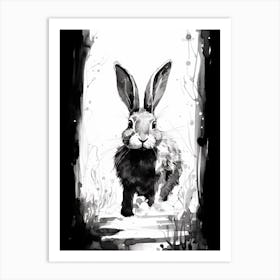 Rabbit Prints Ink Drawing Black And White 1 Art Print