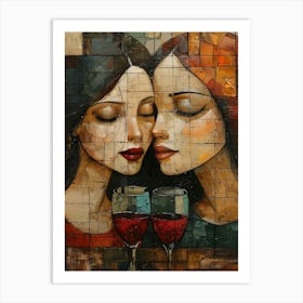 Two Women With Wine Glasses Art Print