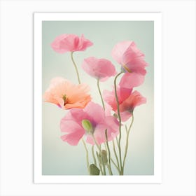 Sweet Pea Flowers Acrylic Painting In Pastel Colours 2 Art Print