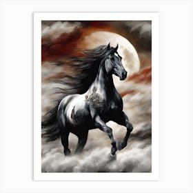 Horse In The Moonlight 3 Art Print