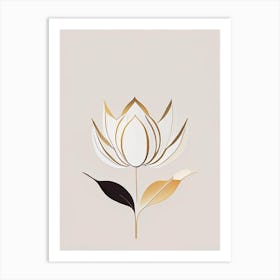 Amur Lotus Retro Minimal 3 Art Print