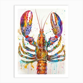 Lobster Colourful Watercolour 3 Art Print