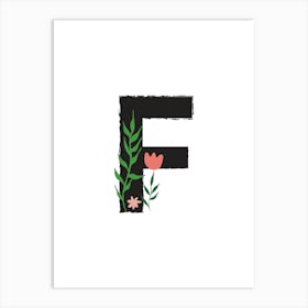 Bedroom Decor White Floral Letters Grey 06 Art Print