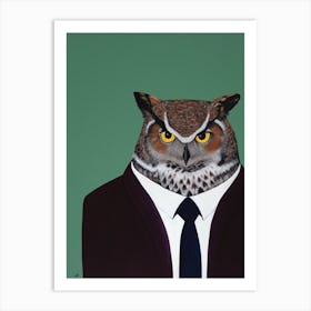 Owl In Suit Art Print