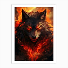 Wolf In Flames 10 Art Print