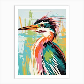 Andy Warhol Style Bird Green Heron 4 Art Print